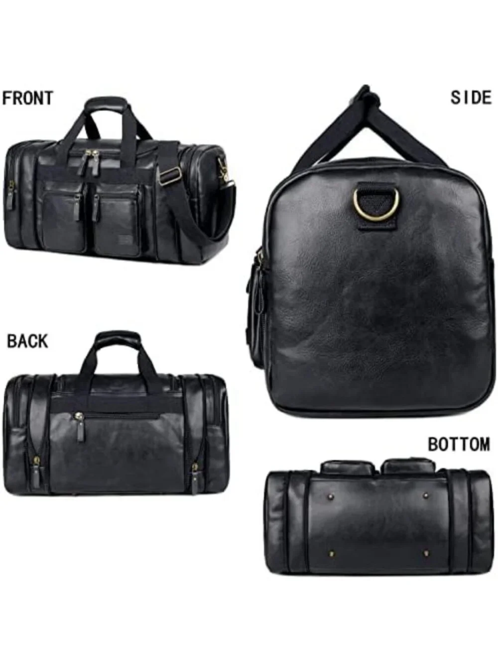 Vegan Leather Weekender Duffel Bag - Stylish Travel Carry-On for Men & Women